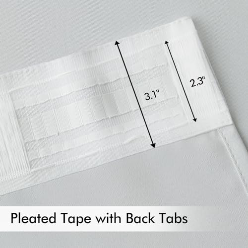 Greyish White Back Tab Blackout Curtains 52x108 Inch Long 2 Panels (2 Count)