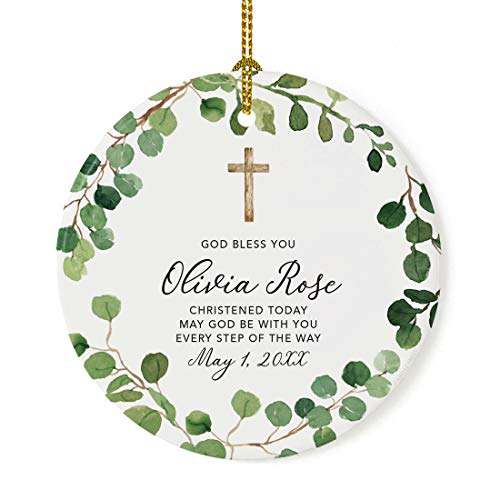 Personalized Round Ceramic Porcelain Christmas Ornament Keepsake Collectible Gift