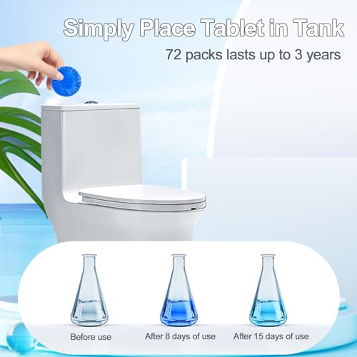 Automatic Toilet Bowl Cleaner Tablets Blue 72 Pack (72 Count)