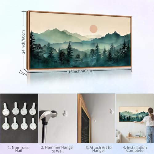 Large Boho Mountain Framed Canvas Wall Art
