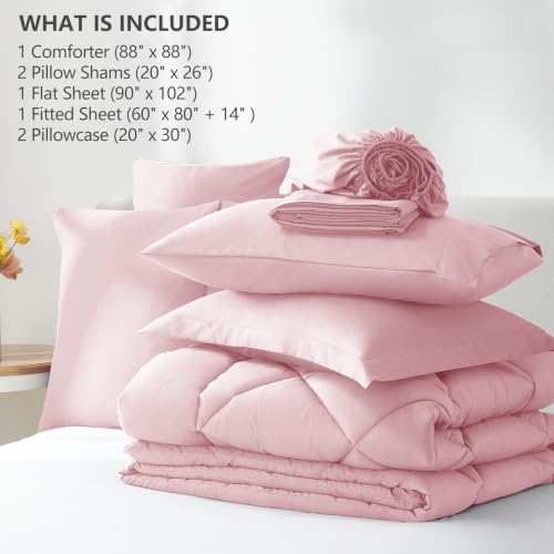Queen Comforter Set 88"x88" Pink