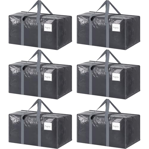 6 Pack Extra Heavy Duty Large Moving Bags with Strong Zipper (6 Count)