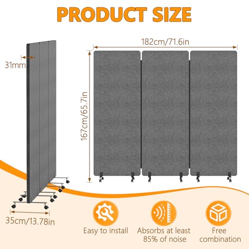 Soundproof Room Divider with Wheels