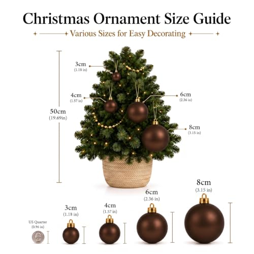 24ct Brown Christmas Ball Ornaments for Tree Decorations (24 Count)