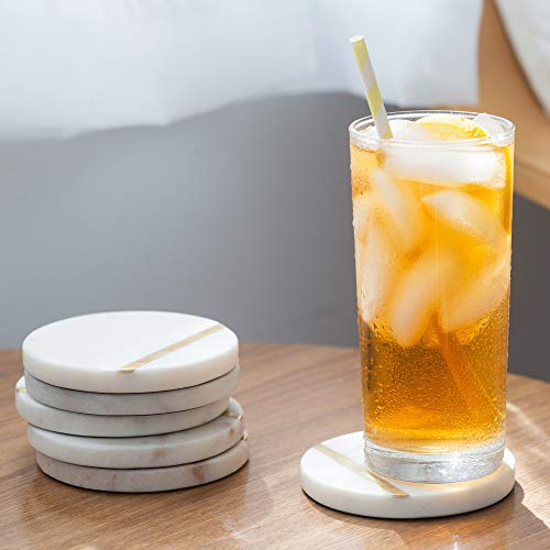 Marble Coasters with Gold Brass Inlay (6 Count)