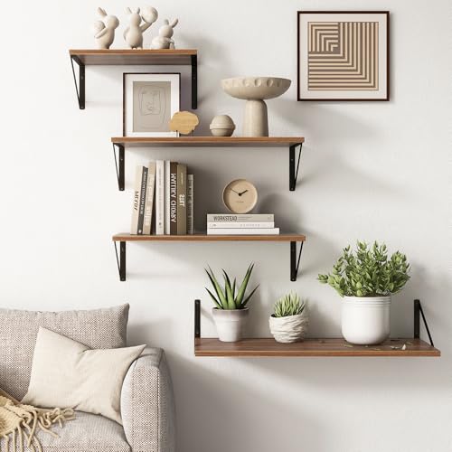 Deep Walnut Floating Shelves for Wall (2 Count)