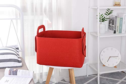 Storage Basket Felt Storage Bin Collapsible& Convenient Box Organizer with Carry Handles for Office Bedroom Closet Babies Nursery Toys Laundry