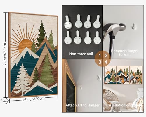 Large Mountain Framed Canvas Wall Art (3 Count)