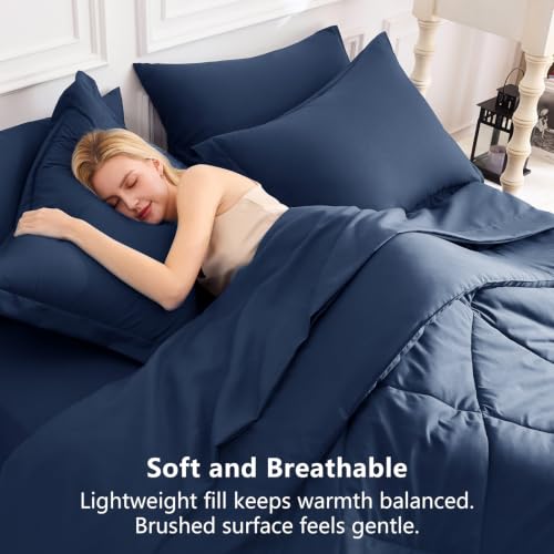King Comforter Set 102"x90" Navy