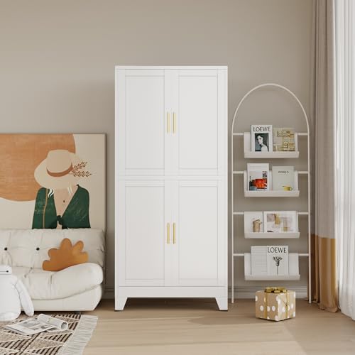 47” White Metal Bathroom Storage Cabinet