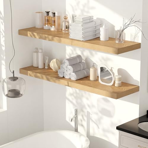 36 x 12 Deep Floating Shelves Wall Mounted Set of 1 Oak
