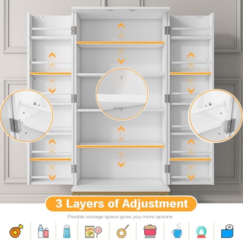 51” Kitchen Pantry Storage Cabinet with Diamond Design