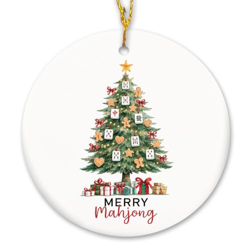 Gingerbread Cookie Mahjong Christmas Tree Ceramic Ornament Gifts