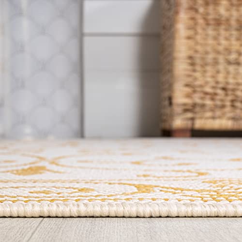 Vintage Filigree Indoor Outdoor Area Rug 8X10 Cream