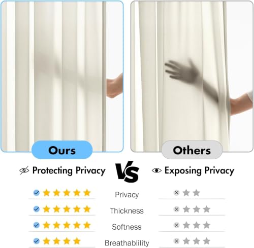 Ivory Privacy Sheer Curtains 2 Panels 42W x 72L (2 Count)
