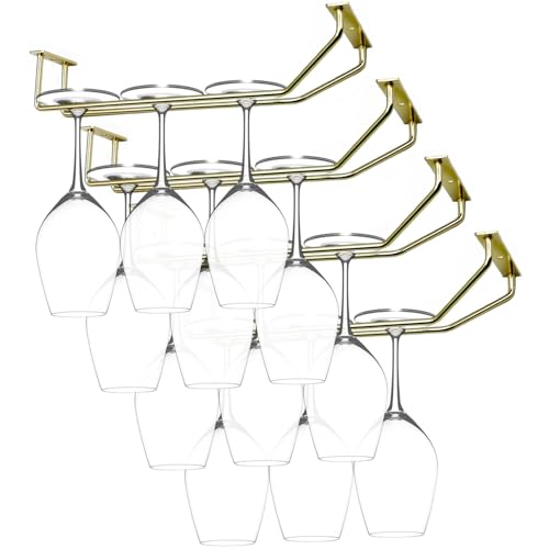 10.8 Inch Gold Wine Glass Rack (4 Count)