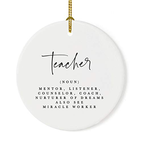 Round Ceramic Porcelain Christmas Tree Ornament for Teacher Thank You Gift