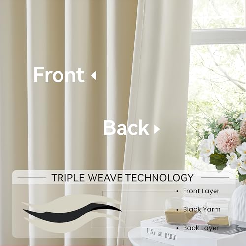 Cream Pinch Pleated Blackout Curtains 90 Inches Long (2 Count)