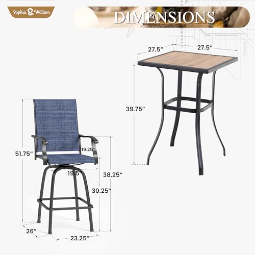 3 Piece Patio Bar Set (3 Count)