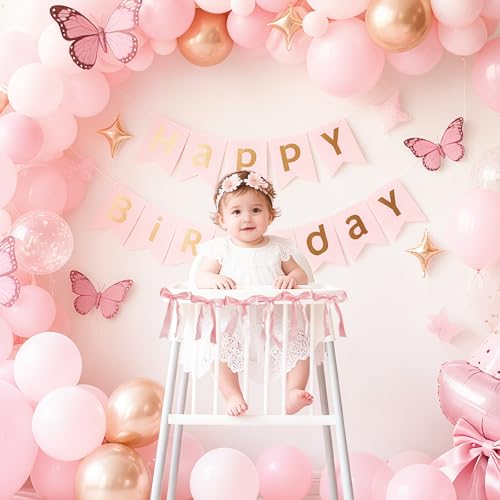 Pink Bow Baby Crib Mobile with Pink Ribbon Bow Garland Banner