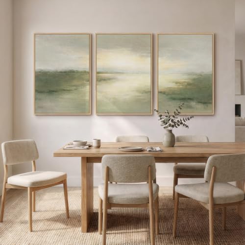 Large Framed Sage Green Abstract Landscape Wall Art