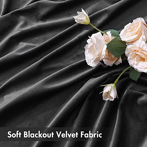 Black Blackout Velvet Curtains Drapes 72 Inch Long 52"x72" Bedroom (2 Count)
