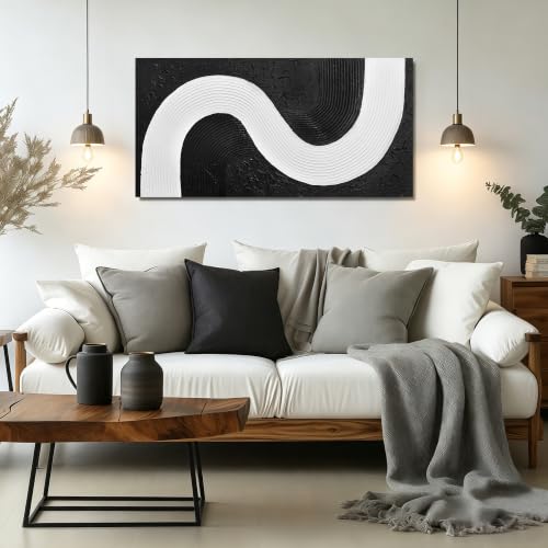 Black And White Abstract Wall Art For Living Room Minimalist Canvas Wall Art For Bedroom Modern Painting Wall Decor For Office 20 x 40 Inch
