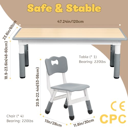 Kids Table and 4 Chairs Set for Ages 3