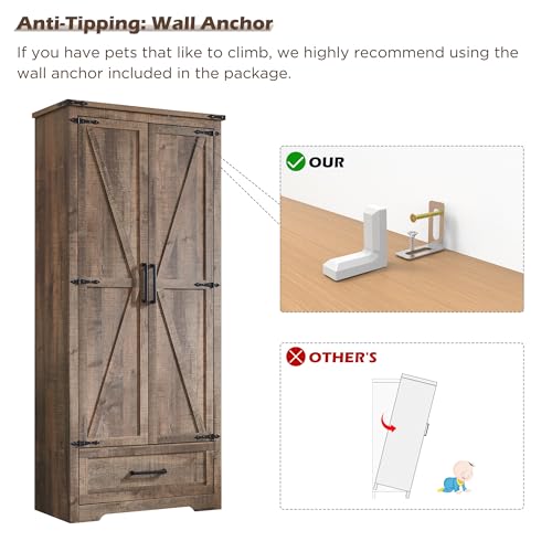 72" Tall Wood Storage Cabinet