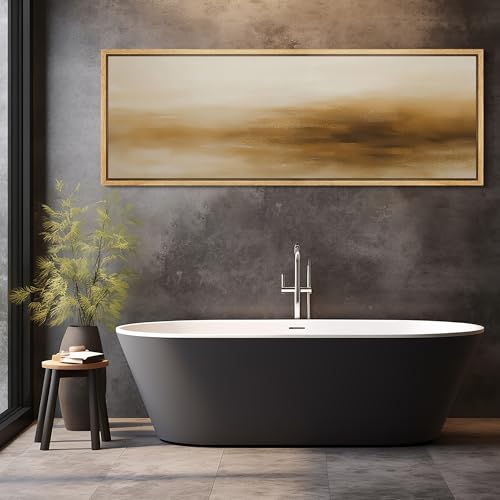Large Framed Canvas Print Wall Art Minimalist Golden Brown Abstract Modern Neutral Illustrations Decorative Colorful for Bedroom