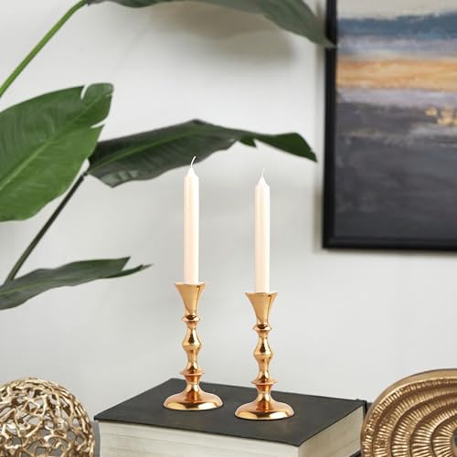 Gold Candle Holders Set of 2 Decorative Centerpiece Table Candlesticks Holders for Taper Candles Home Decor Easter Candle Holders for Dinner Party Wedding Decorations
