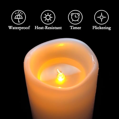 10" x 4" Large Waterproof Outdoor Flameless Candles with Remote Control and Timer (4 Count)