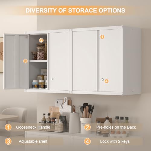 Wall Cabinet Metal Storage Cabinet with 2 Doors