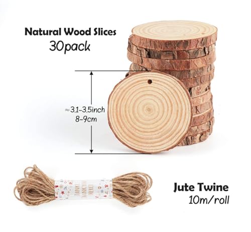 30Pcs Natural Wood Slices (30 Count)