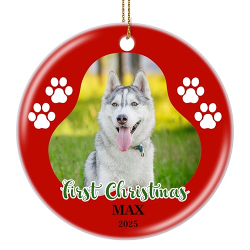 Personalized Christmas Ornament 2025 Custom Pet Memorial Gifts Photo Ornament Dog Cat First Christmas Ornaments Customized Xmas Tree Decorations Keepsake Gift for Dog Lovers
