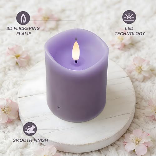 Pastel Purple LED Real Wax Made Flameless Battery (3 Count)