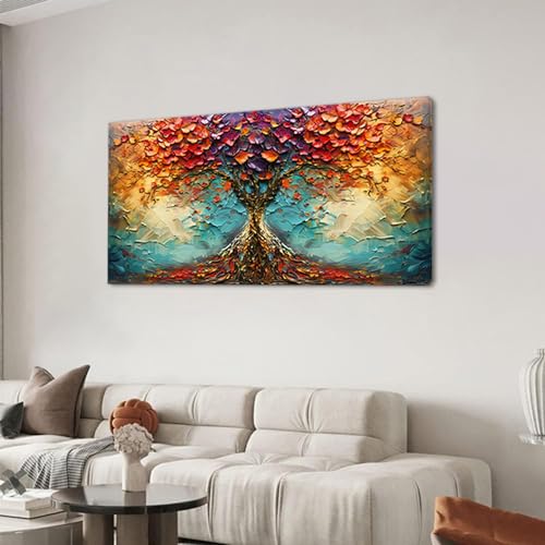 Beautiful Colorful Tree Amazing Art Plants Wall Art Decor Artwork for Living Room
