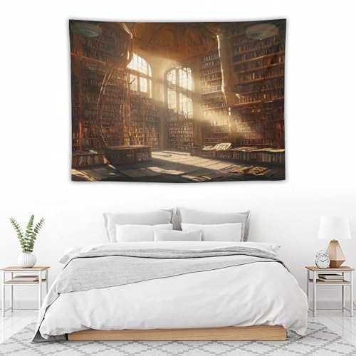 Retro Bookshelf Tapestry