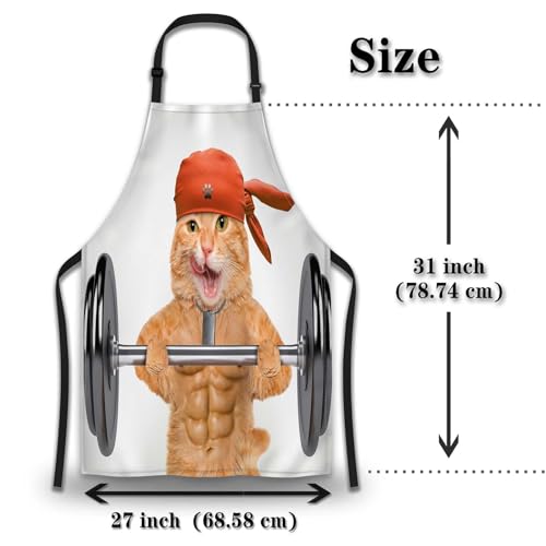 Apron Kitchen for Women Fitness Cat Mans Aprons for Cooking Funny for Kitchen Cooking Restaurant BBQ Painting Crafting Gardening 27”