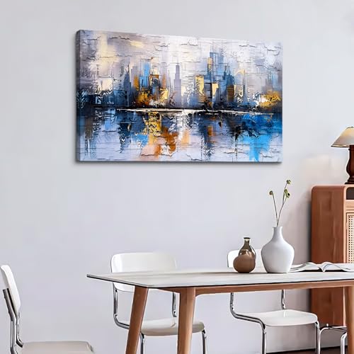 Abstract Canvas Wall Art Painting Yellow Blue Mural Abstract Wall Decoration Bedroom Office Urban Print Painting Graffiti Art For Wall Decor Bathroom Living Room Home Decoration 20x40 In