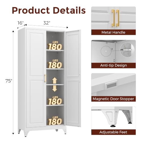 75" Metal Kitchen Pantry Cabinet