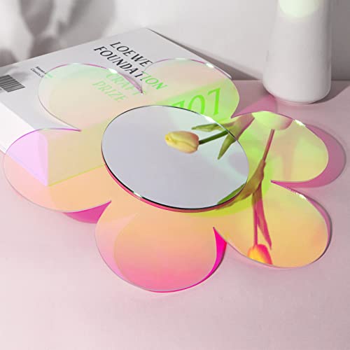 Irregular Wall Mirror Wavy Acrylic Rainbow Mirror Room Decor Aesthetic Mirrors Amorphic Vanity Retro Mirrors for Bedroom Living Room Bathroom Entryway Wall Decor