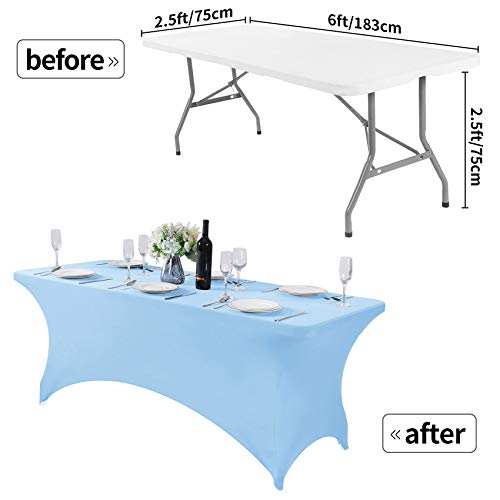Spandex Table Cover for 6Ft or 4fT or 8ft Table Universal Fitted Stretch Tablecloth for Party