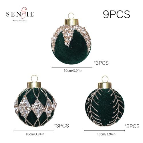 4IN Velvet Ornaments for Christmas Tree (9 Count)