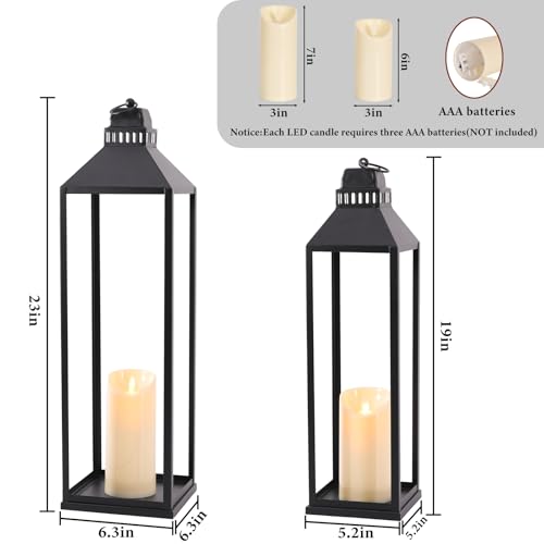 Large Lanterns Decorative Outdoor Indoor (2 Count)