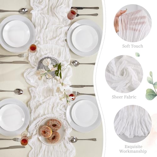 6 Pack White Cheesecloth Table Runner 35×120Inch Fall Boho Gauze Home Decor (21.12 Ounce)