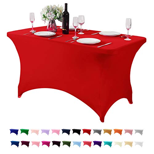 Spandex Table Cover for 4FT or 6ft or 8ft Table Universal Fitted Stretch Tablecloth for Party