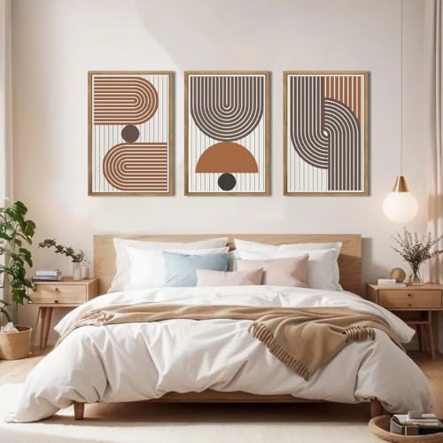 Large Modern Mid Century Boho Wooden Wall Art Set