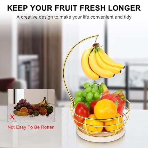Countertop Fruit Basket Bowl with Banana Hanger
