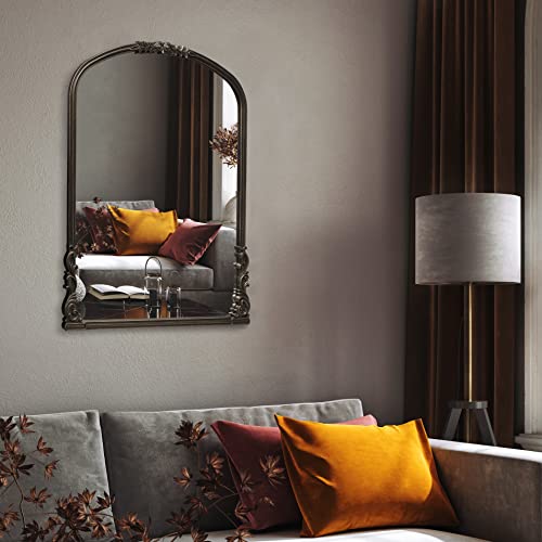 English Estate Carved Arch Wood Wall Mirror